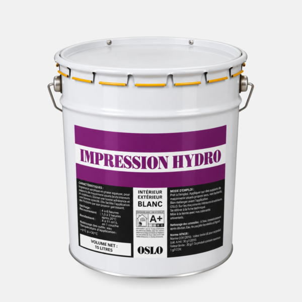 Touque de peinture 15 litres blanche de la marque OSLO gamme impression hydrolique pour l'intérieur et l'extérieur.
