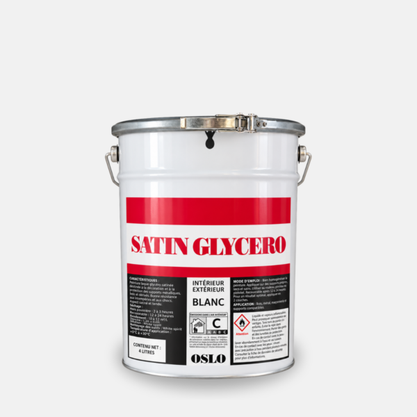Galon de peinture blanc 4L de la marque OSLO de la gamme impression glycero pour l'intérieure.