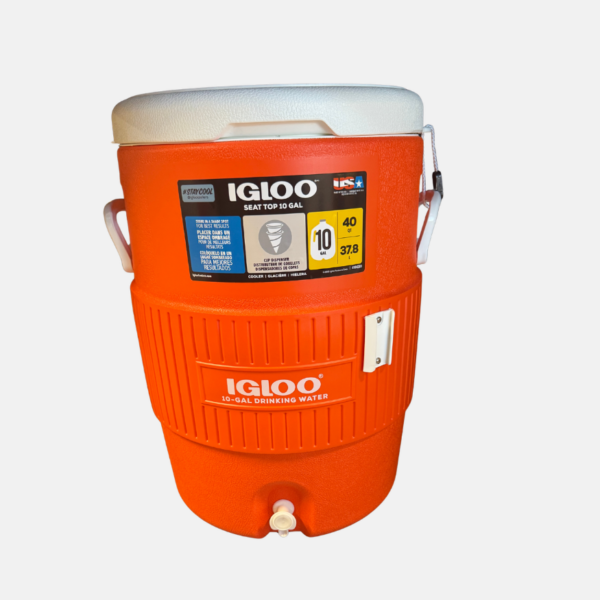 IGLOO 10GAL 37.8L ORANGE W/CUP DISPENSE* – Image 1