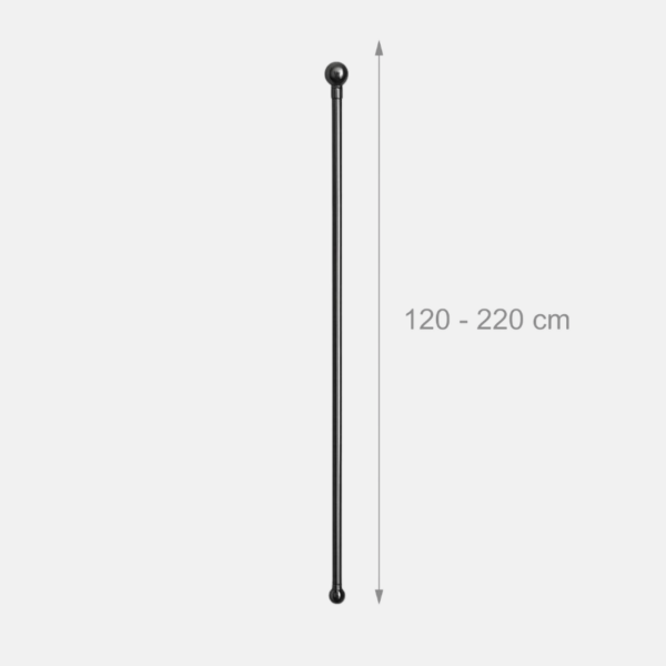 BARRE RIDEAU BOULE 120-210CM NOIR – Image 1