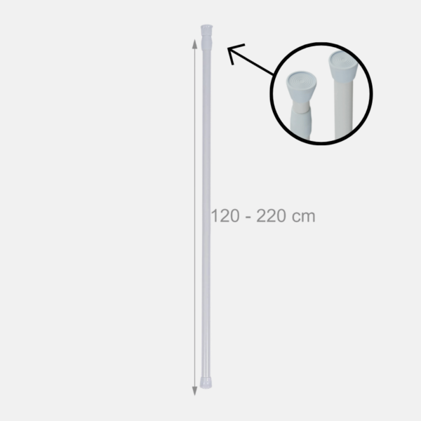 BARRE RIDEAU POMMEAU 120-210CM BLANC – Image 1