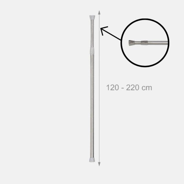 BARRE RIDEAU POMMEAU 120-210CM NICKEL – Image 1