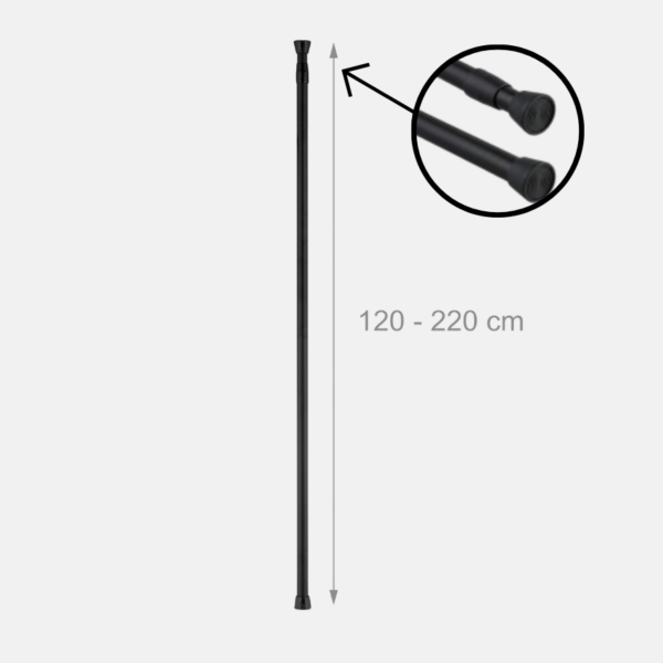 BARRE RIDEAU POMMEAU 120-210CM NOIR – Image 1