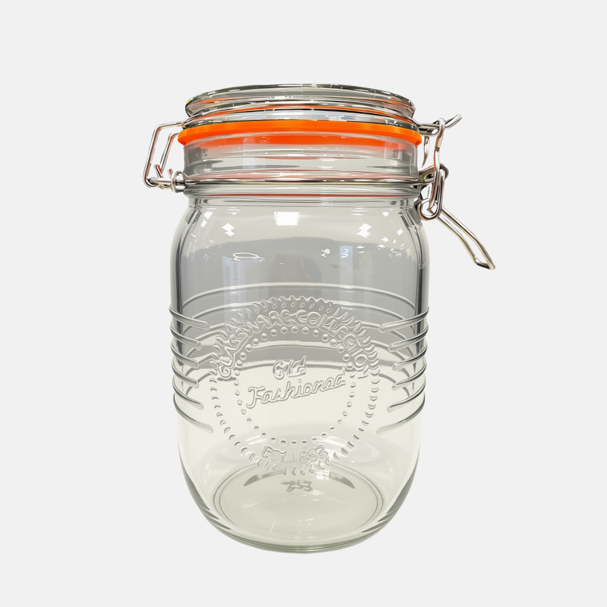 Bocal hermétique à clip de 1L en verre.