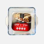 Plat à four en verre de forme carré parfait pour les petites cuissons.