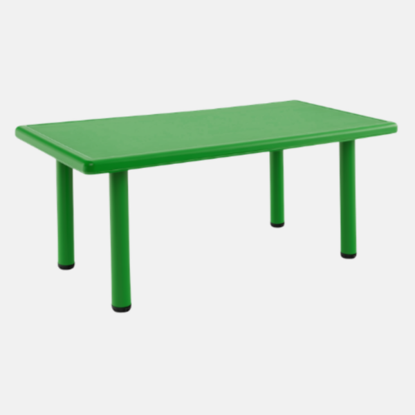 Table rectangle en plastique verte pour enfant.
