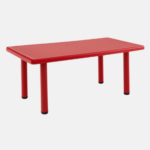 Table rectangle en plastique rouge pour enfant.