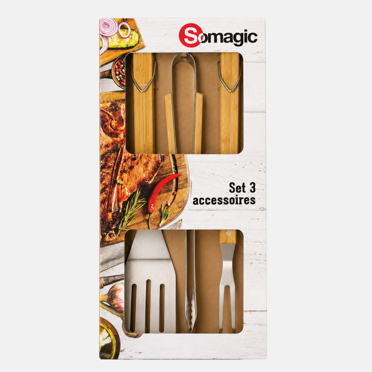 Kit de 3 ustenciles bbq de la marque SOMAGIC.
