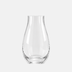 Vase en verre de forme arrondie avec 2 côtés plats 6.5x7x25cm.