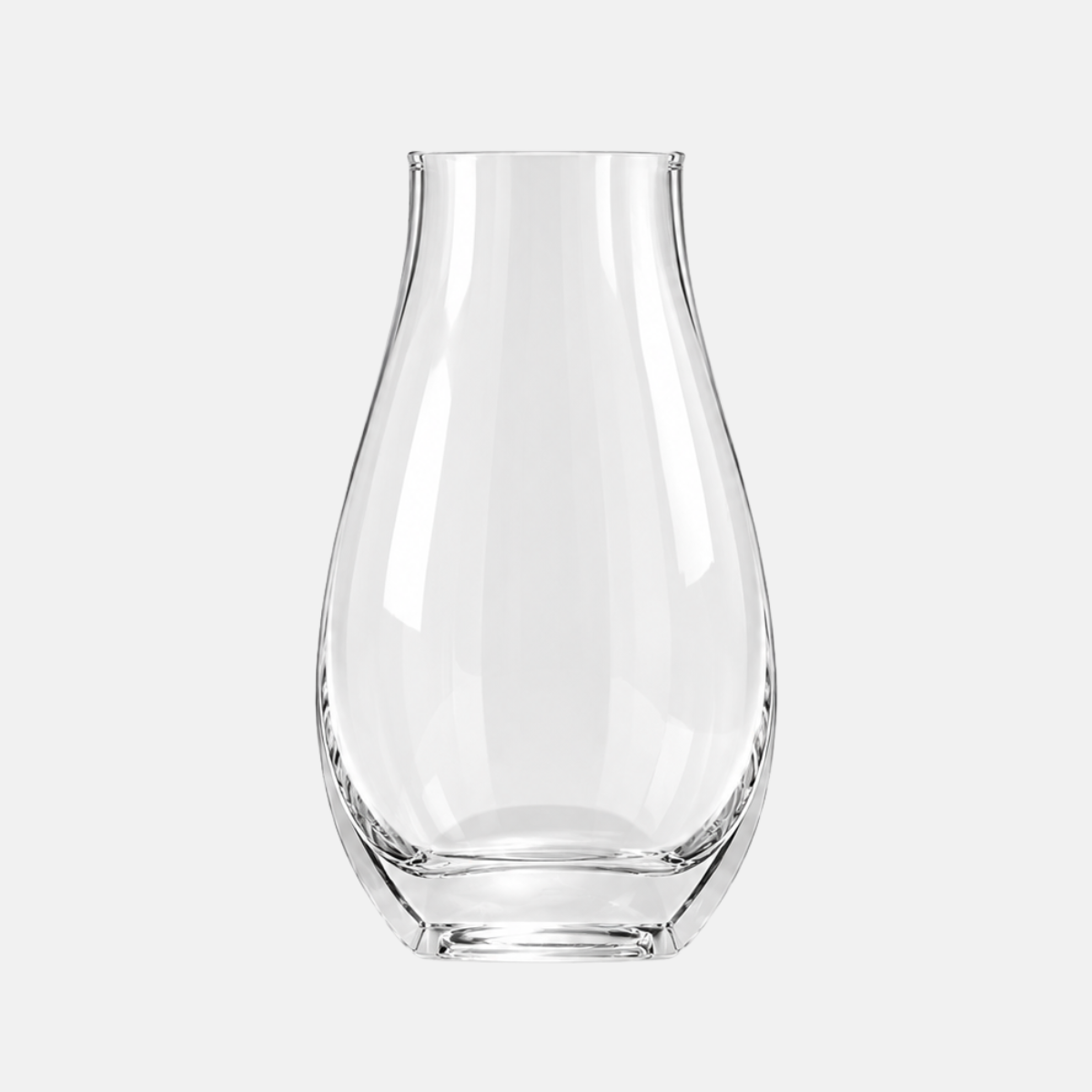 Vase en verre de forme arronide avec 2 côtes plats 8x8x29cm.