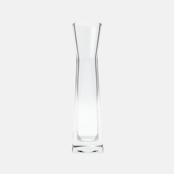 Vase en verre carré alongé droit de 5 x 6.5 x 30cm.