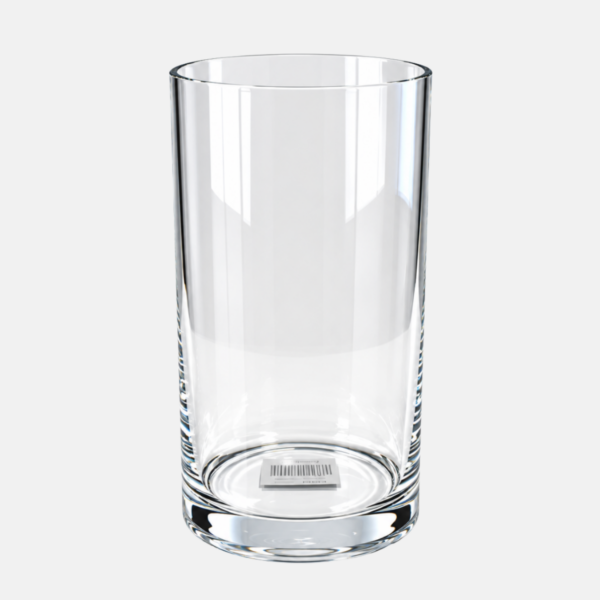 Vase en verre de forme cylindrique 15x15x30cm.