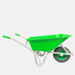 Brouette verte en plastique.