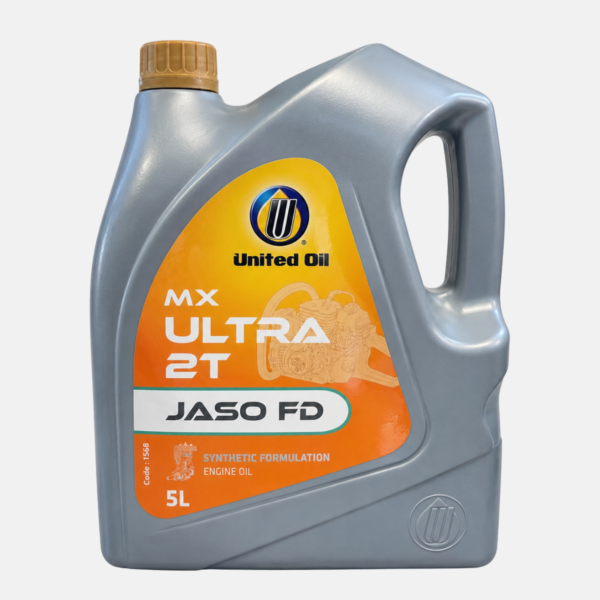 Huile moteur pour débroussailleuse 2T de 5 litres.